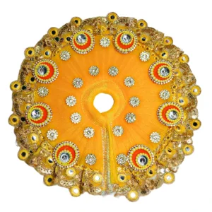 Yellow and Orange Heavy Work Poshak of Laddu Gopal Ji